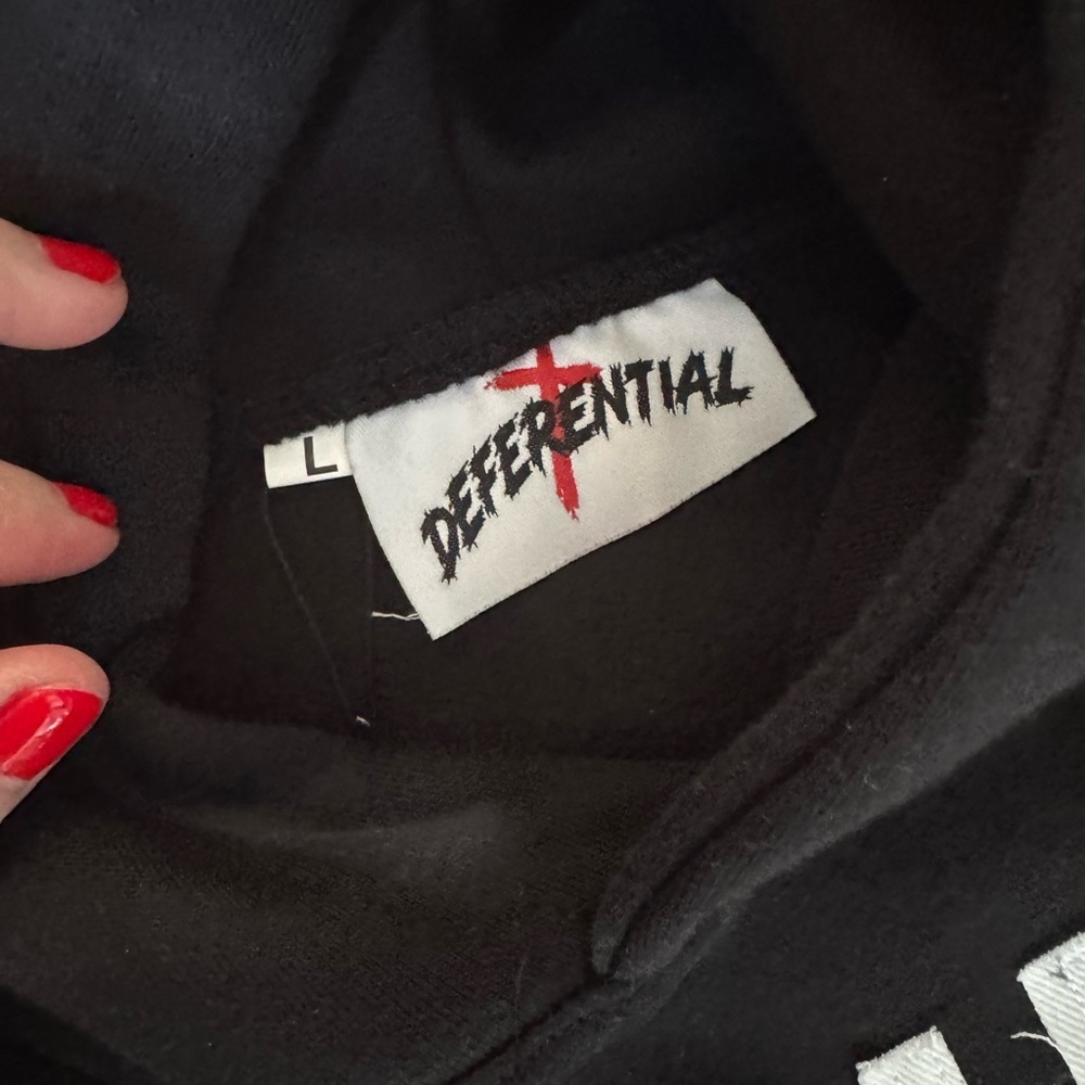 Men's Black Graphic Hoodie with Bold Lettering - Picture 4 of 13
